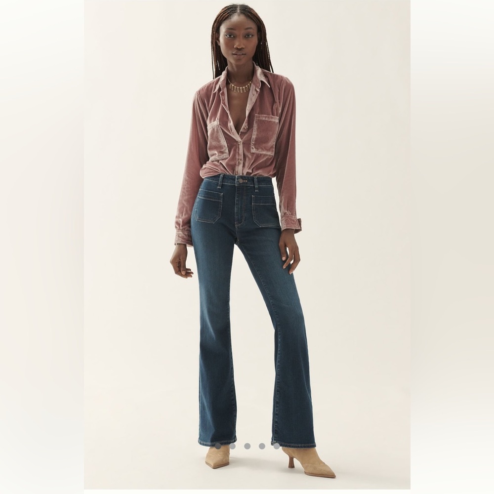The icon flare jeans by pilcro mid- rise edition
